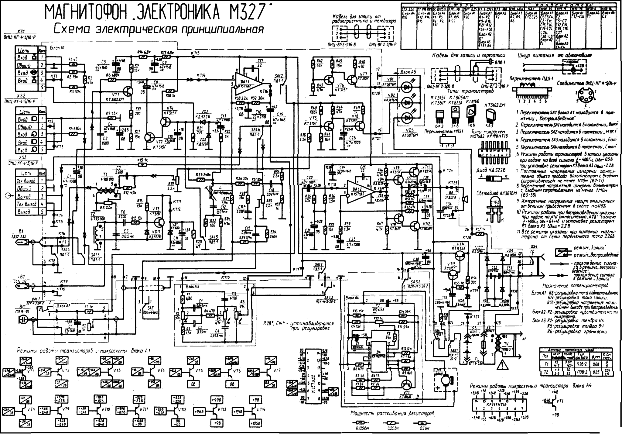 Схема магнитофона электроника м327